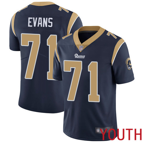 Los Angeles Rams Limited Navy Blue Youth Bobby Evans Home Jersey NFL Football 71 Vapor Untouchable